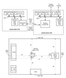 Game device with wireless position measurement and methods for use therewith