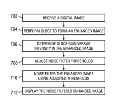 Dynamic adjustment of noise filter strengths for use with dynamic range enhancement of images