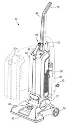 Integrated bag door and carry handle for a floor cleaner