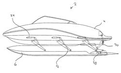 Reactive suspension with an integrated braking and steering system for a boat