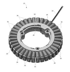 Stator with cavity for retaining wires and method of forming the same