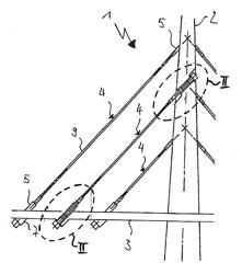 ARRANGEMENT FOR SUPPORTING A BRACE, IN PARTICULAR A STAY CABLE, TRANSVERSELY TO THE LONGITUDINAL EXTENT THEREOF