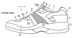 Athletic shoes having an upper whose fitting property is improved