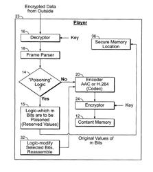 Protection of audio or video data in a playback device