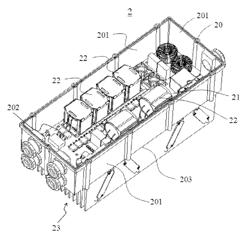 Battery charging apparatus for electric vehicle with fixing member and cooling mechanism