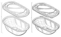 Container comprising tray and lid