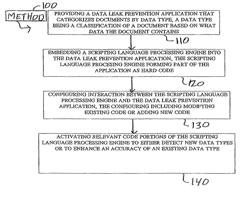 Scripting language processing engine in data leak prevention application