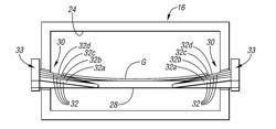 Inclined roller conveying assembly for hot formed glass sheets