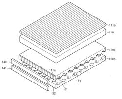 Display device comprising first and second light guide plates that respectively include a plurality of first and second recessed patterns and flat surfaces directly facing each other