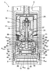 Adjustable damping valve device having an emergency operation valve