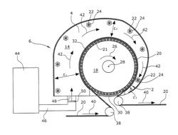 DEVICE FOR TREATING A MATERIAL, IN PARTICULAR FOR DRYING A PREFERABLY STRIP-SHAPED MATERIAL