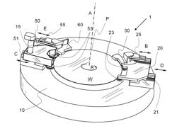 Device and process for wet treating a peripheral area of a wafer-shaped article