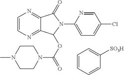 Method for treating anxiety with a dosage form of besylate salts of zopiclone or eszopiclone