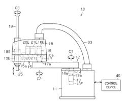 Horizontal articulated robot, and method of controlling the same