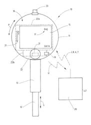 Measuring arrangement with transmission circuit for wireless transmission of a measuring value