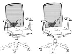 Mesh back task chair with pelvic positioning