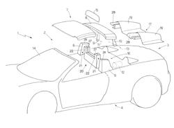 Car with a sun roof provided with internal and external vertical posts