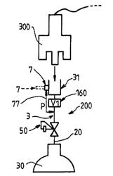 Pressurized gas dispensing device, assembly including such a device and a control device, and container provided with such a dispensing device