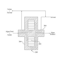 Process for separating solute material from an algal cell feed stream