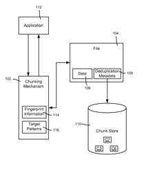 Content aware chunking for achieving an improved chunk size distribution