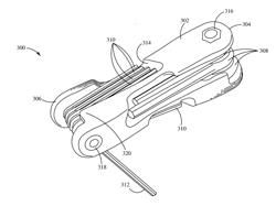 BIAXIAL FOLDOUT TOOL WITH MULTIPLE TOOLS ON A SIDE AND A ROTATIONAL STOP