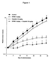 Combination of anti-angiogenic substance and anti-tumor platinum complex