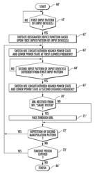 Mobile wireless communications device provided enhanced switching between active and power saving near field communication (NFC) modes and related methods