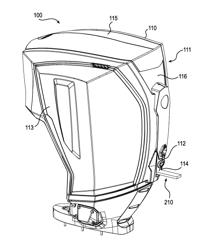 Mounting system for a rear steering assembly of a marine outboard engine