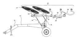 Carted wheel rake windrow adjustment apparatus