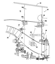 Device for measuring temperature in a primary stream flow passage of a bypass turbojet