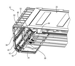 Cash box with a blocking element for closing the gap between bottom container and retaining element