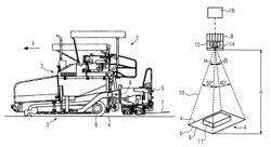 Road paver with measuring device