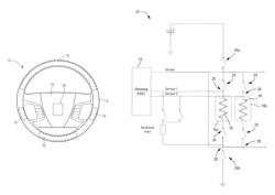 Hand sensing on steering wheel using heater element