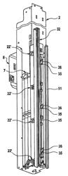 Lifting door having a movable door leaf guide