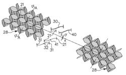 Folded structure, interconnection of elements, sandwich panel, as well as folding process and folding tool