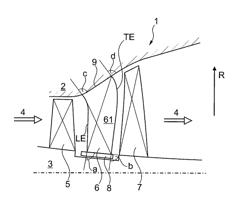 COOLED AIRFOIL, GUIDE VANE, AND METHOD FOR MANUFACTURING THE AIRFOIL AND GUIDE VANE