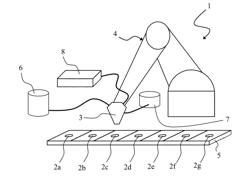 MICROFLUIDIC PROBE HEAD FOR PROVIDING A SEQUENCE OF SEPARATE LIQUID VOLUMES SEPARATED BY SPACERS