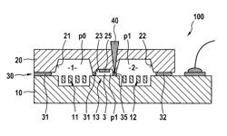 Component including two semiconductor elements between which at least two hermetically tightly sealed cavities having different internal pressures are formed and method for manufacturing such a component