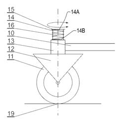 Caster wheel assembly of a pickup for an agricultural machine