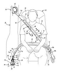 Inflatable seat belt with a tethered gas delivery fill tube