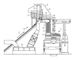 Melt metallurgical installation comprising a charging element