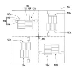 Alternately arranged overlay marks having asymmetric spacing and measurement thereof