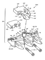 Easily serviceable and removable self-adjusting knife arm and head assembly for a sickle