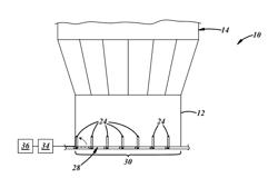 Exhaust plume cooling using periodic interruption of exhaust gas flow to form ambient air entraining vortices