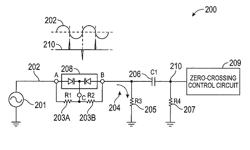 Capacitive parametric zero crossing detector device, circuit and method