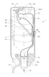 Dispensing system with the means for detecting liquid level and a collapsible container for such a system