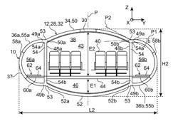 Airplane with a fuselage having side outgrowth delimiting storage spaces