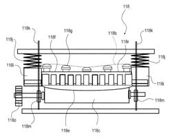 Fixing device having a support unit supporting a rotation unit fixing a toner image onto a sheet so as to rotate by first and second protrusions