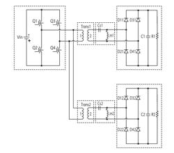 LLC RESONANT CONVERTER HAVING MULTIPLE TRANSFORMERS AND A PARALLEL INDUCTOR