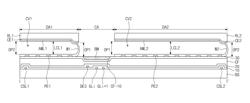 Display panel comprising a color filter having a depression that is planarized by a black matrix deposited within the depression